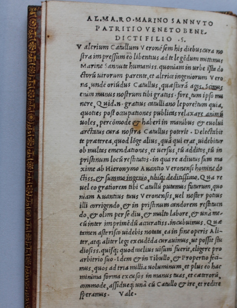 Catullus 1502 dedication